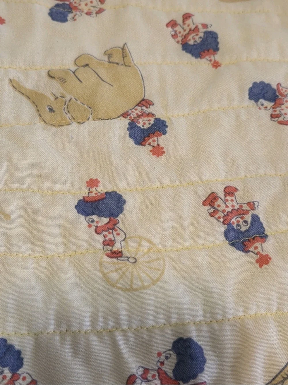 Vintage Baby Blanket Oop Fabric Clowns Elephants
